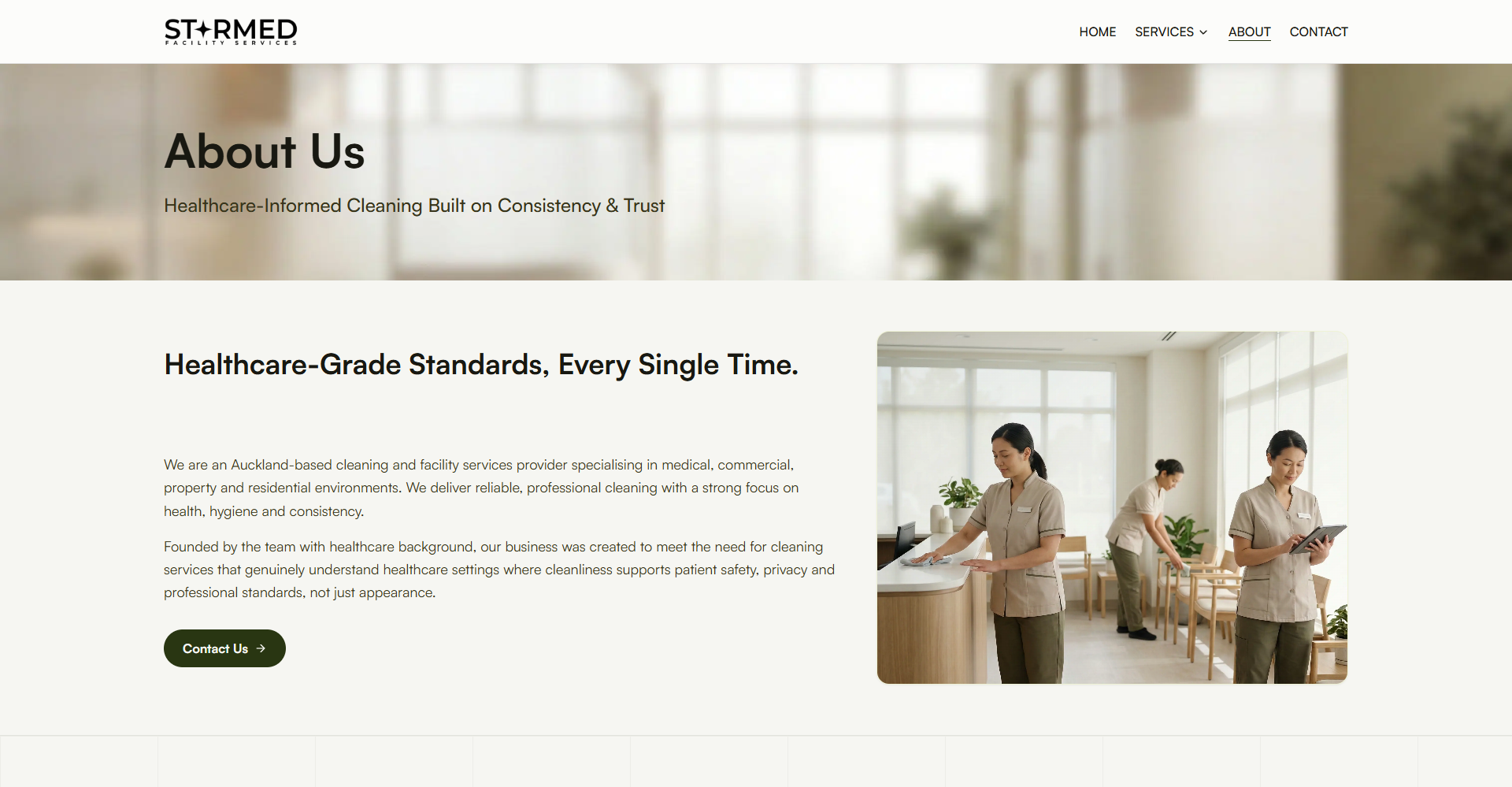 Starmed Facility Services - About page: Healthcare-Grade Cleaning Standards