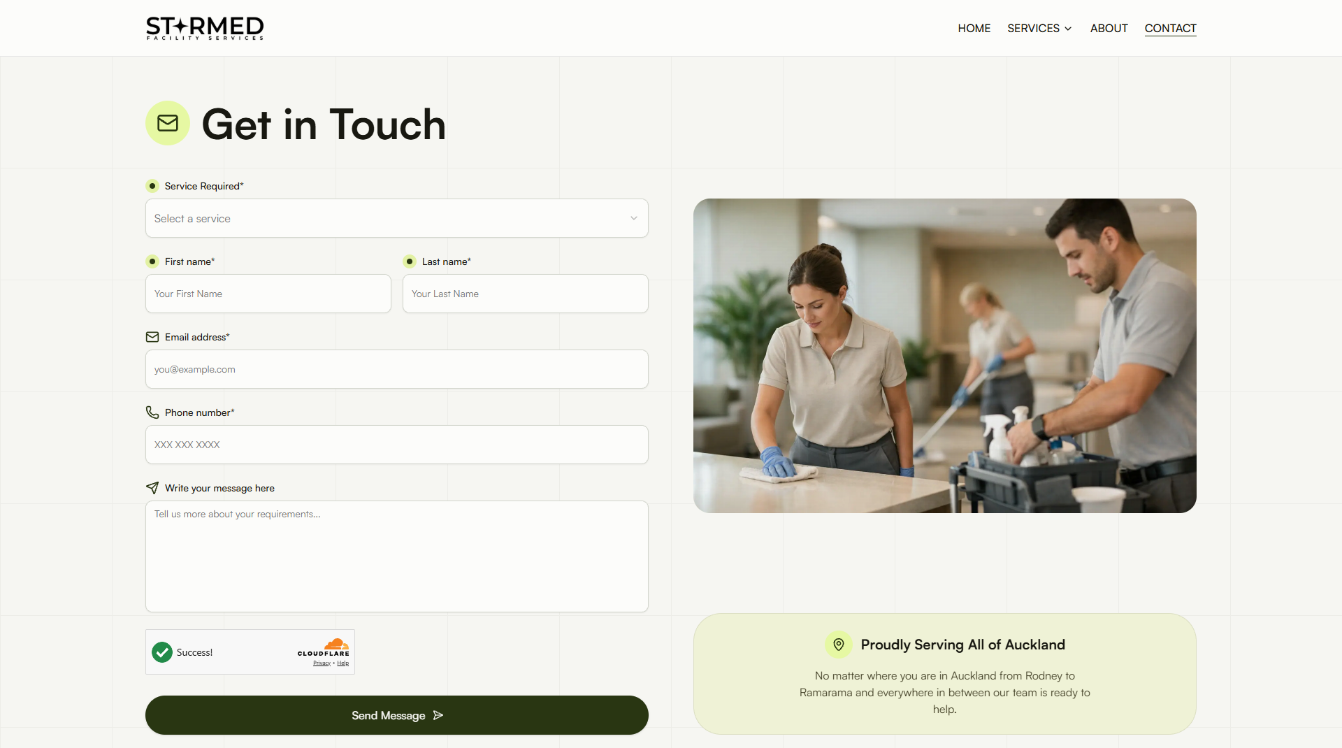 Starmed Facility Services - Contact page & quote request
