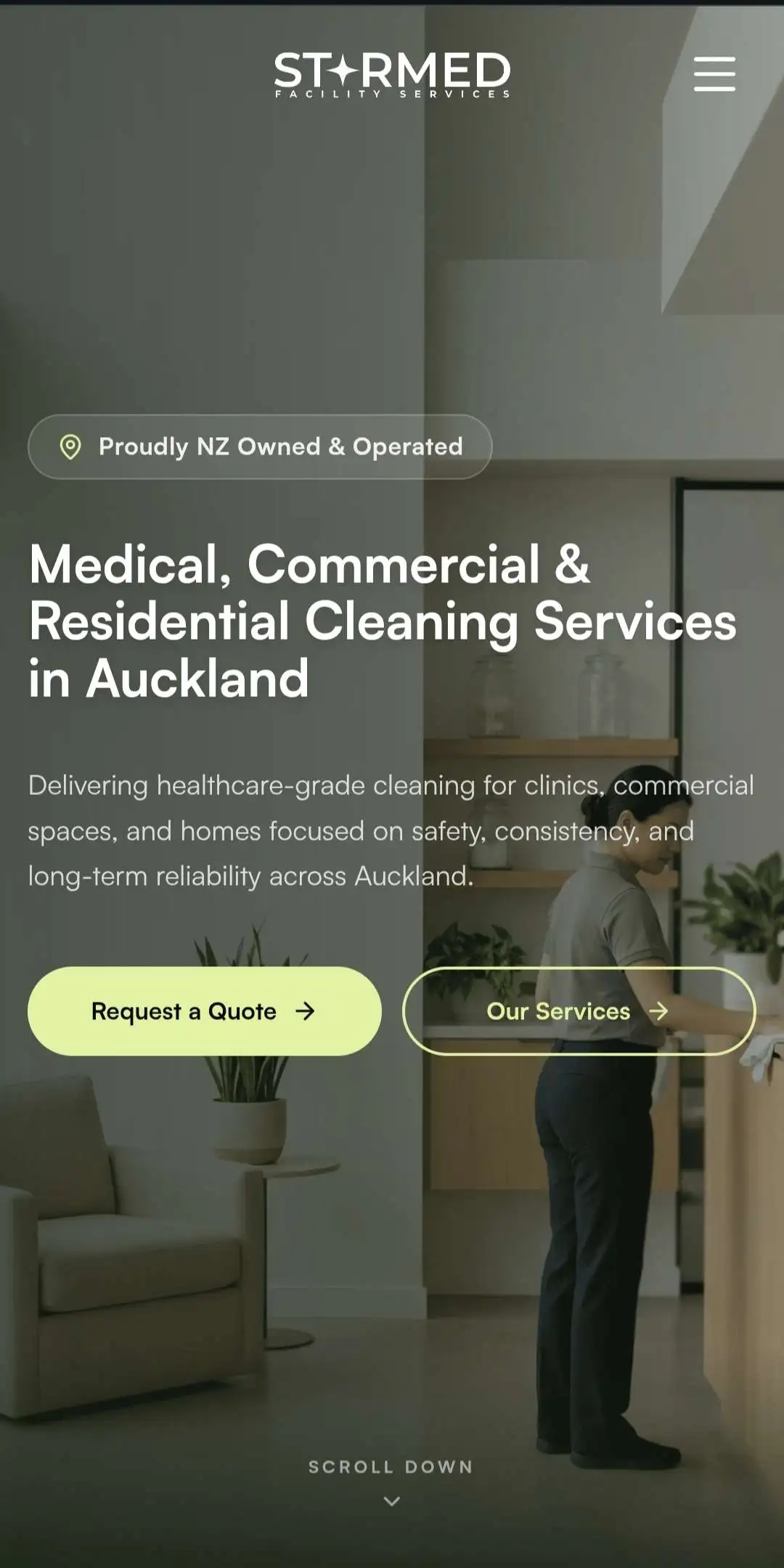 Starmed Facility Services homepage mobile view