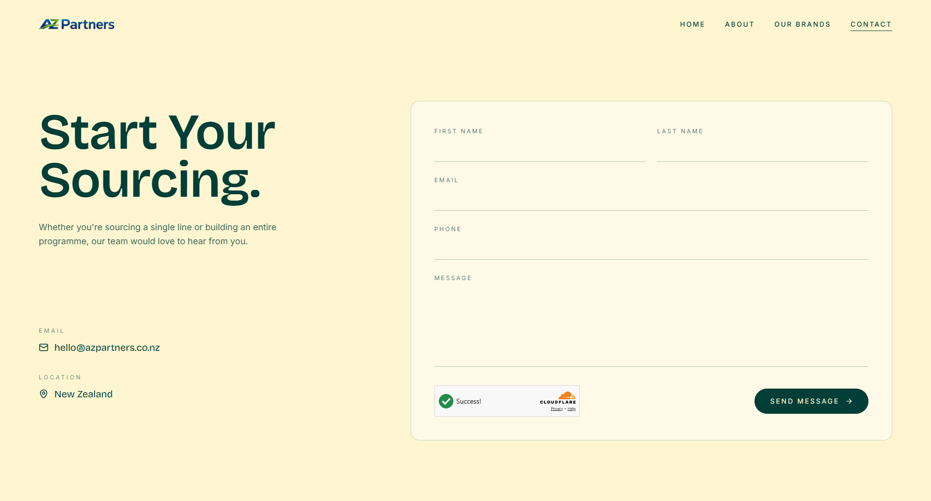 AZ Partners - Contact page design