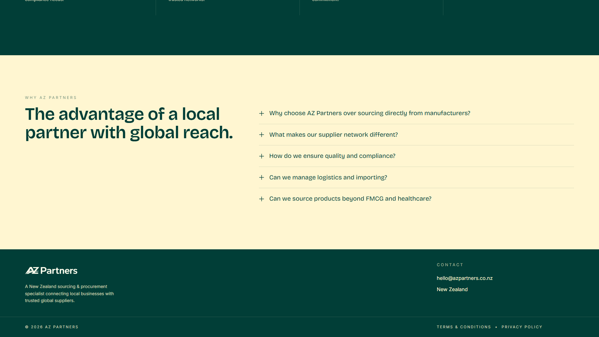 AZ Partners - FAQ page: The advantage of a local partner with global reach
